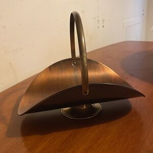 Vintage Brass Footed Matches Kindle Basket Holder MCM